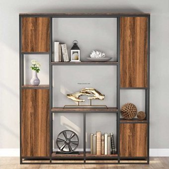 Zizuva Tasarım Metal 150x180x30 cm Ceviz Kitaplık