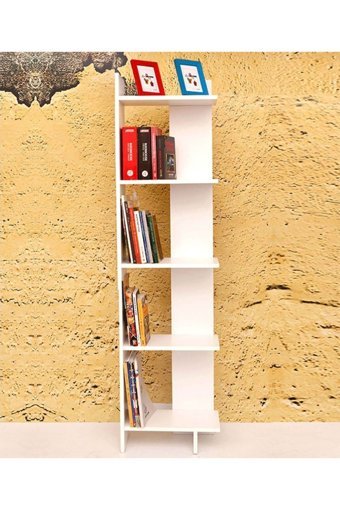 Moonlife Basic 5 Bölmeli 5 Raflı Suntalam 170x45x20 cm Beyaz Kitaplık