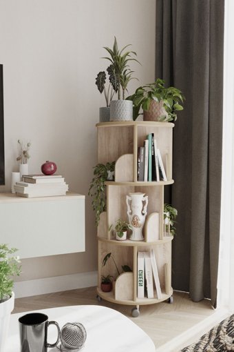 Zeo Wood Design Dekoratif 20 Bölmeli 20 Raflı Suntalam 103x45 cm Sonoma Kitaplık