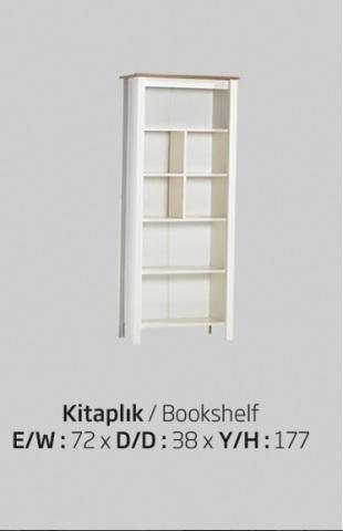 Bengi Mobilya Urlu Flexy 7 Bölmeli 5 Raflı Suntalam 190x130x30 cm Beyaz Kitaplık