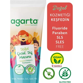 Agarta Çilekli Organik Florürlü Çocuk Diş Macunu 75 ml