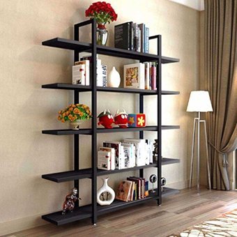 Zizuva Tasarım 5 Bölmeli 5 Raflı Metal 120x30x180 cm Siyah Kitaplık