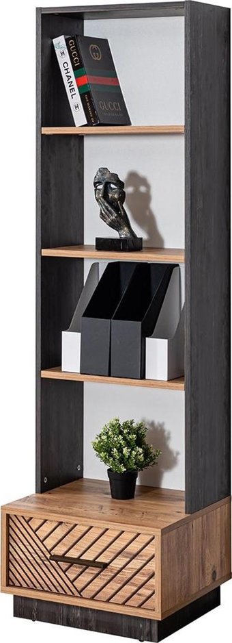 Setay Mobilya Elit 4 Bölmeli 4 Raflı Melamin 173x50x45 cm Siyah Kitaplık