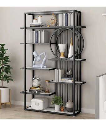Larissa Design Dekoratif 8 Bölmeli 8 Raflı Siyah Kitaplık