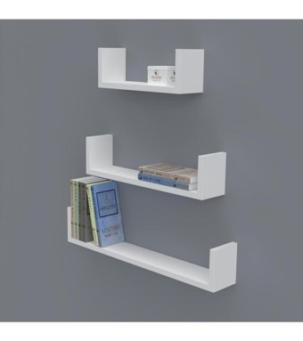 Kenzlife Müjgan 3 Bölmeli 3 Raflı Suntalam 60x45x30 cm Beyaz Kitaplık