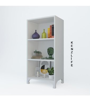 Kenzlife Tuğçe 3 Bölmeli 3 Raflı Suntalam 88x40x20 cm Beyaz Kitaplık