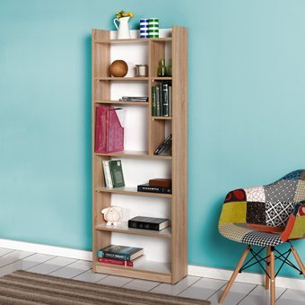 Adore Mobilya Ktp-779-Sd-1 10 Bölmeli 10 Raflı Ahşap Beyaz-Sonoma Kitaplık