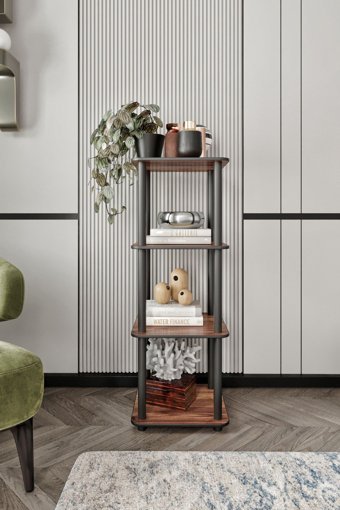 Olea Home Masivo 4 Bölmeli 4 Raflı Ahşap 34x34 cm Kahverengi Kitaplık