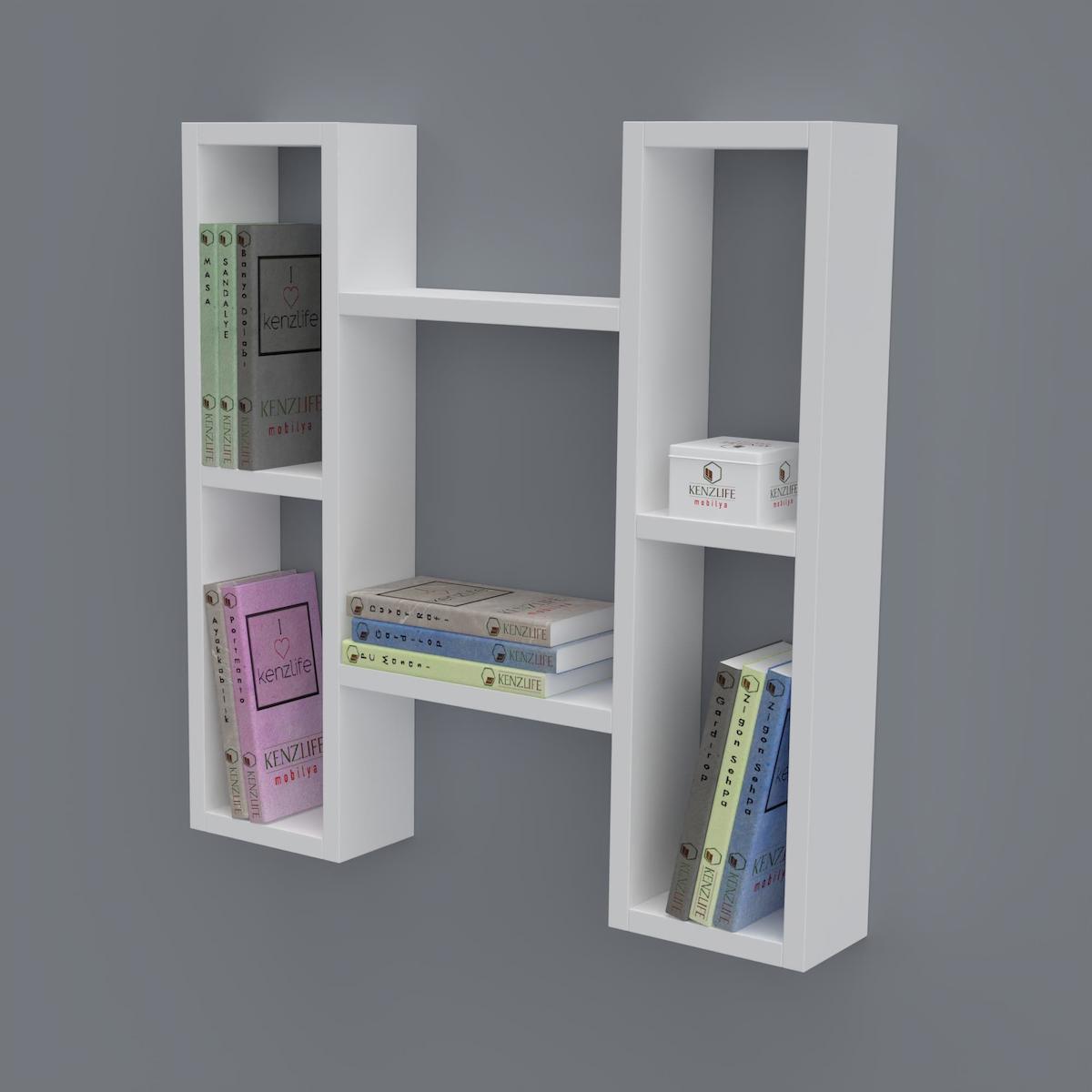 Kenzlife Melisa 6 Bölmeli 6 Raflı Suntalam 60x60x20 cm Beyaz Kitaplık