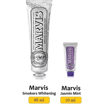 Marvis Smokers Whitening Mint Naneli Florürlü Diş Macunu 85 ml + Jasmin Mint Diş Macunu 10 ml