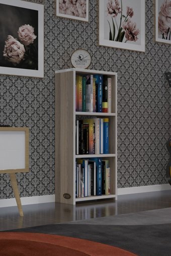 Kenzlife Süper Ga Tek Bölmeli 3 Raflı Suntalam 90x40x19 cm Tori Kitaplık