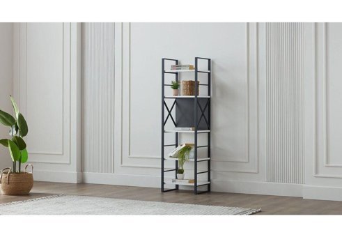 Bellona Sosa 5 Bölmeli 5 Raflı Ahşap 160x48x35 cm Beyaz Kitaplık