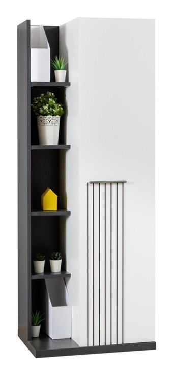 Setay Mobilya Relax 5 Bölmeli 5 Raflı Suntalam 173x50x45 cm Beyaz-Siyah Kitaplık
