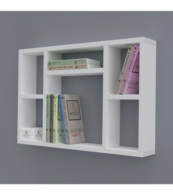 Kenzlife Neşve 6 Bölmeli 6 Raflı Suntalam 40x60x20 cm Beyaz Kitaplık
