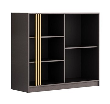 Kelebek Cornelli 5 Bölmeli 5 Raflı Suntalam 230x100x40 cm Siyah Kitaplık