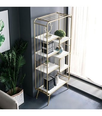 Larissa Design Dekoratif 7 Bölmeli 7 Raflı Metal 170 cm Gold Kitaplık