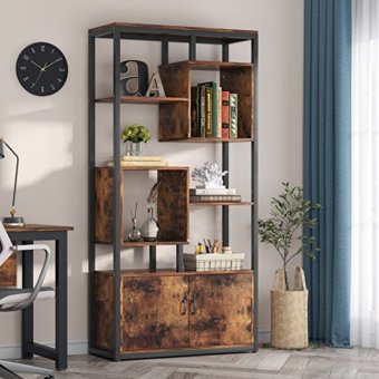 Zizuva Ev Ofis Metal 180x80x30 cm Ceviz Kitaplık