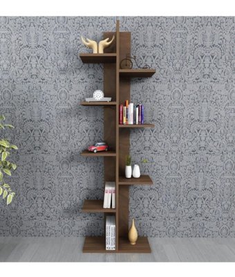 Moonlife Karo 9 Bölmeli 9 Raflı Suntalam 135x45x21 cm Ceviz Kitaplık