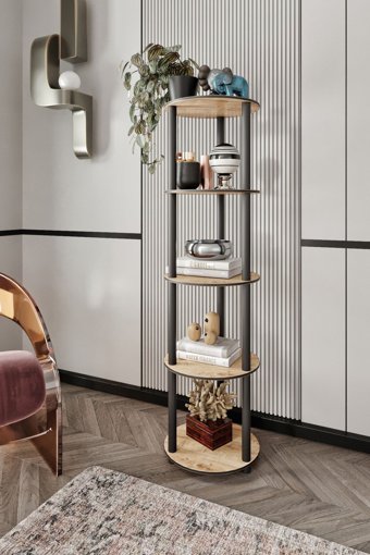 Olea Home Masivo 5 Bölmeli 5 Raflı Ahşap 34x34 cm Kahverengi Kitaplık