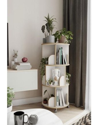Zeo Wood Design Dekoratif 20 Bölmeli 20 Raflı Ahşap Beyaz Kitaplık