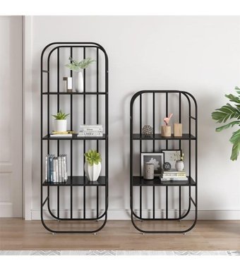 Larissa Design Dekoratif 3 Bölmeli 3 Raflı Siyah Kitaplık