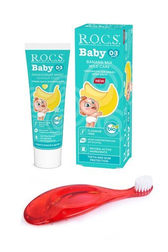 R.O.C.S. Muz Püresi Organik Florürsüz 0-3 Yaş Çocuk Diş Macunu 45 gr