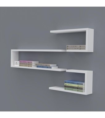 Kenzlife Nevres 3 Bölmeli 3 Raflı Suntalam 60x100x20 cm Beyaz Kitaplık