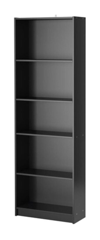 IKEA Finnby 5 Bölmeli 5 Raflı Suntalam 60x24x180 cm Siyah Kitaplık