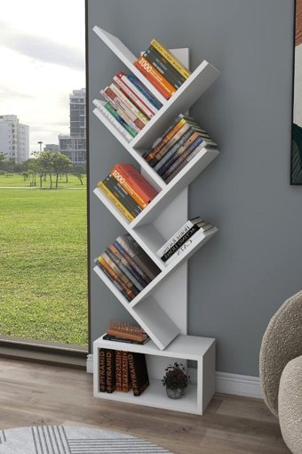 Enda Home Erine 8 Bölmeli 8 Raflı Beyaz Beyaz Kitaplık