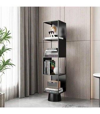 Larissa Design Dekoratif 4 Bölmeli 4 Raflı Metal 170 cm Siyah Kitaplık