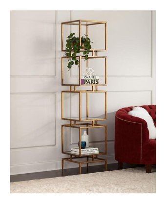 Larissa Design Dekoratif 4 Bölmeli 4 Raflı Bakır Kitaplık