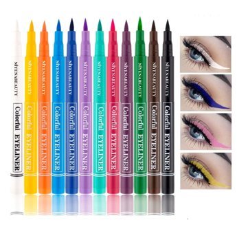Niyenabeauty Suya Dayanıklı Mat Neon Çok Renkli Kalıcı İnce Uçlu Keçe Likit Eyeliner Seti