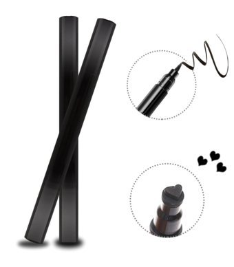Tikatti Kalp Desenli Çift Taraflı Suya Dayanıklı Mat Pastel Siyah Kalıcı İnce Uçlu Keçe Likit Eyeliner