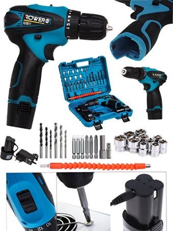 Rowermax 12 V Şarjlı Matkap Armut Batarya Çift Akülü Vidalama 24 Adet Set