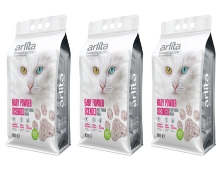 Arlita Baby Powder Topaklanan İnce Taneli Bentonit Kedi Kumu 3x10 lt