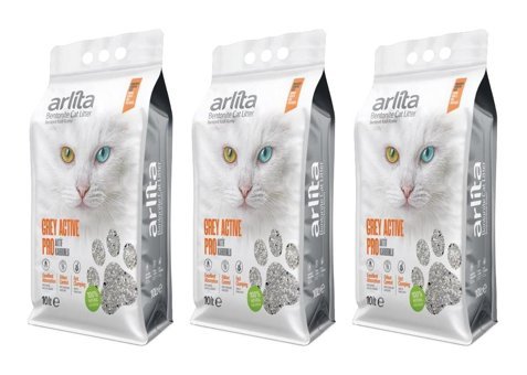 Arlita Topaklanan İnce Taneli Aktif Karbonlu Bentonit Kedi Kumu 3x10 lt