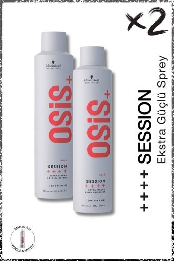 Schwarzkopf Osis Session Isıdan Koruyucu Ekstra Güçlü Saç Spreyi 2x500 ml