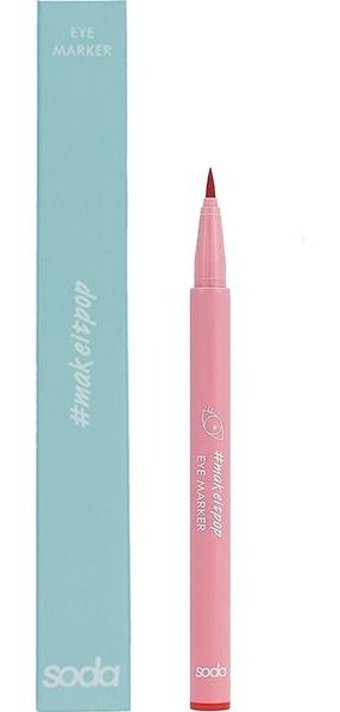 Soda Eye Marker 113 Suya Dayanıklı Mat Pastel Kırmızı Kalıcı İnce Uçlu Keçe Kalem Eyeliner