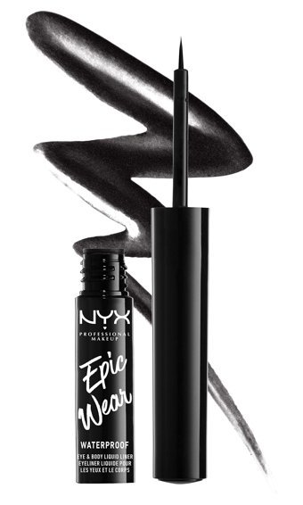 Nyx Epic Wear Metallic Liquid Liner Black Suya Dayanıklı Siyah Kalıcı İnce Uçlu Fırça Likit Eyeliner
