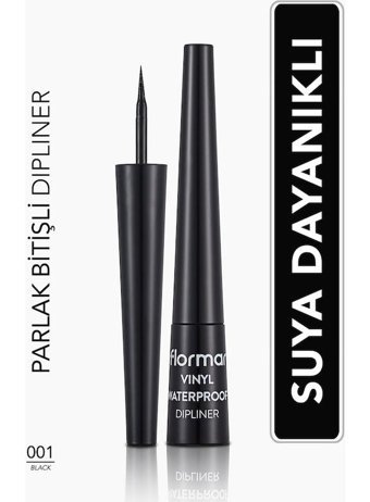 Flormar 8690604536498 Suya Dayanıklı Parlak Siyah Kalıcı İnce Uçlu Fırça Likit Eyeliner