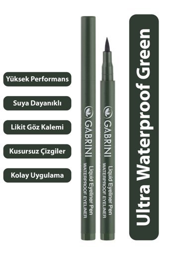 Gabrini Liquid Suya Dayanıklı Mat Pastel Yeşil Kalıcı İnce Uçlu Keçe Likit Eyeliner