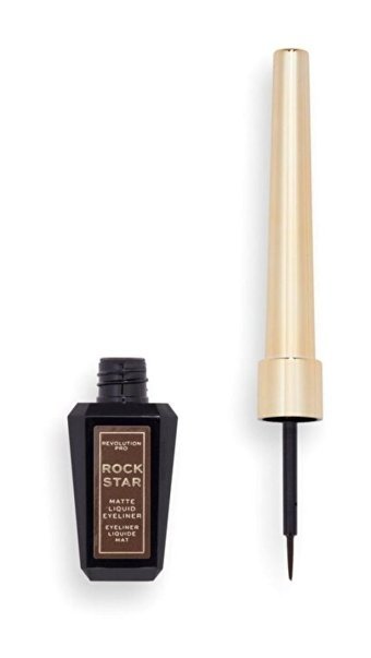 Revolution Rockstar Matte Suya Dayanıklı Mat Koyu Kahverengi Kalıcı İnce Uçlu Fırça Likit Eyeliner