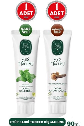 Eyüp Sabri Tuncer Misvak Organik Florürsüz Diş Macunu 90 ml + Doğal Nane Özlü Diş Macunu 90 ml
