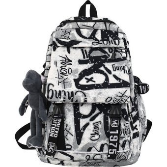 Shu Grafiti Desenli Beyaz Unisex Sırt Çantası