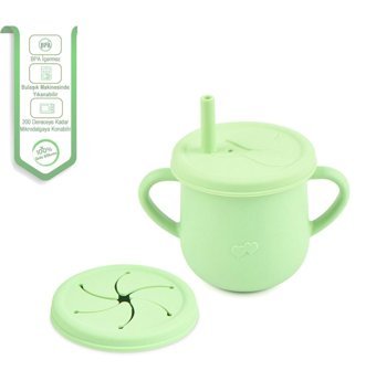 Jojobebek Pipetli Akıtmaz Kulplu 12 Ay+ 300 ml Alıştırma Bardağı Çok Renkli