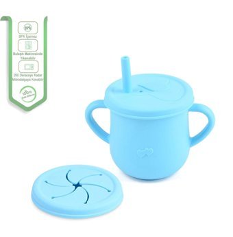Jojobebek Pipetli Akıtmaz Kulplu 12 Ay+ 300 ml Alıştırma Bardağı Çok Renkli