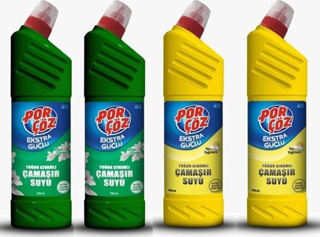 Porçöz Yoğun Kıvamlı Bahar Tazeliği ve Yaz Yağmuru Banyo-Mutfak İçin Konsantre Jel Çamaşır Suyu 4x750 ml
