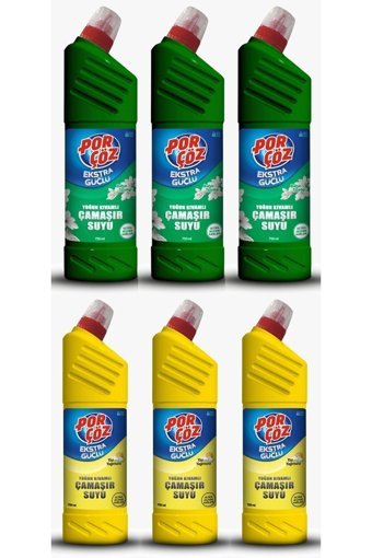 Porçöz Bahar Tazeliği ve Yaz Yağmuru Banyo-Mutfak İçin Konsantre Jel Çamaşır Suyu 6x750 ml