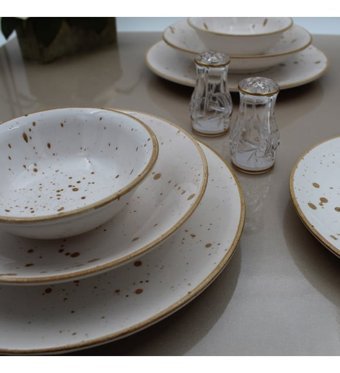 Arna Porselen Cappuccino 16 Parça 4 Kişilik Desenli Porselen Yuvarlak Yemek Takımı
