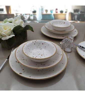 Arna Porselen Cappuccino 16 Parça 4 Kişilik Desenli Porselen Yuvarlak Yemek Takımı